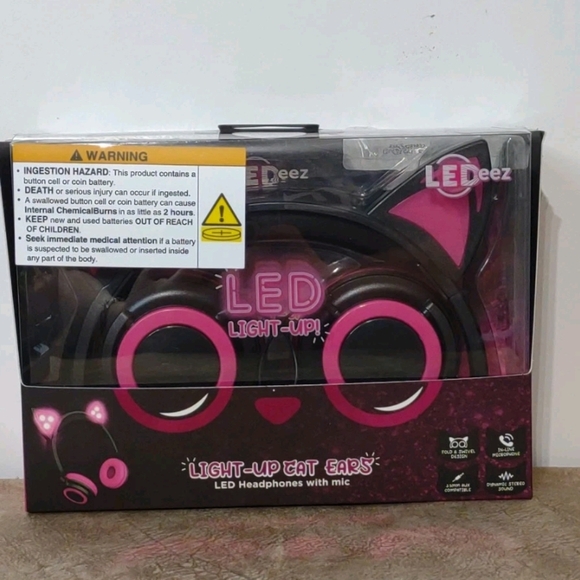 LeDeez Light-Up Cat Ears LED Headphones Kids Gifts Gaming - Picture 6 of 6